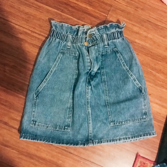 Denim paper bag mini skirt - Picture 1 of 2